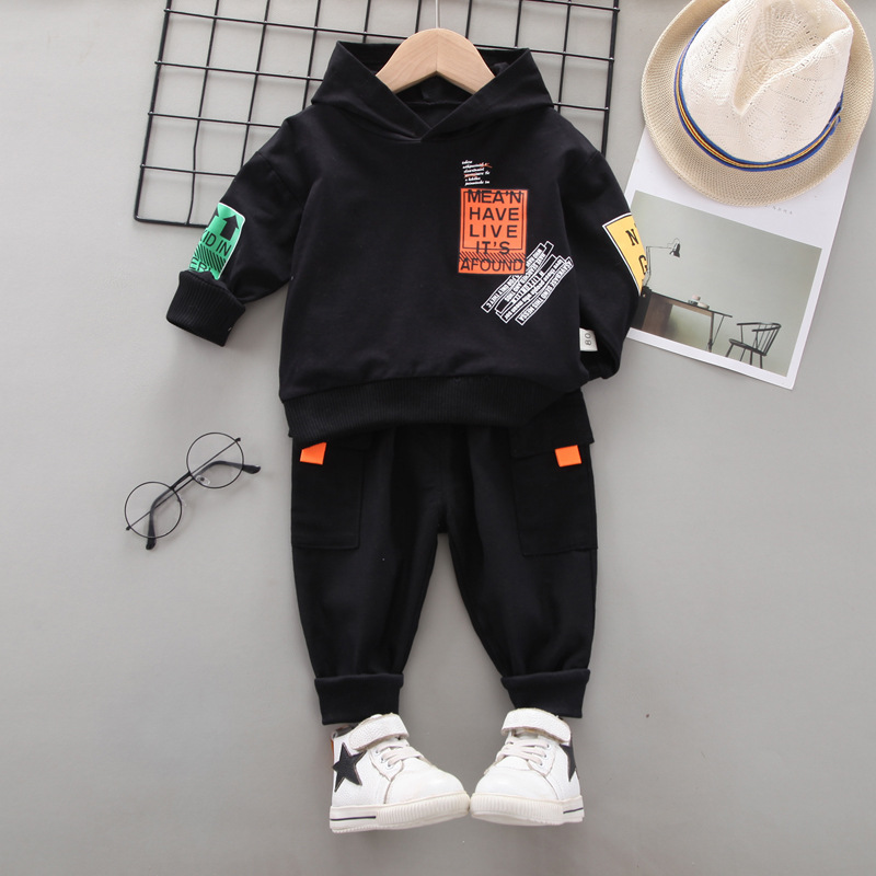 Picture of Boys' Spring and Autumn new children's sports leisure loose hoodie long-sleeved sweater children's clothing two-piece set Wholesale