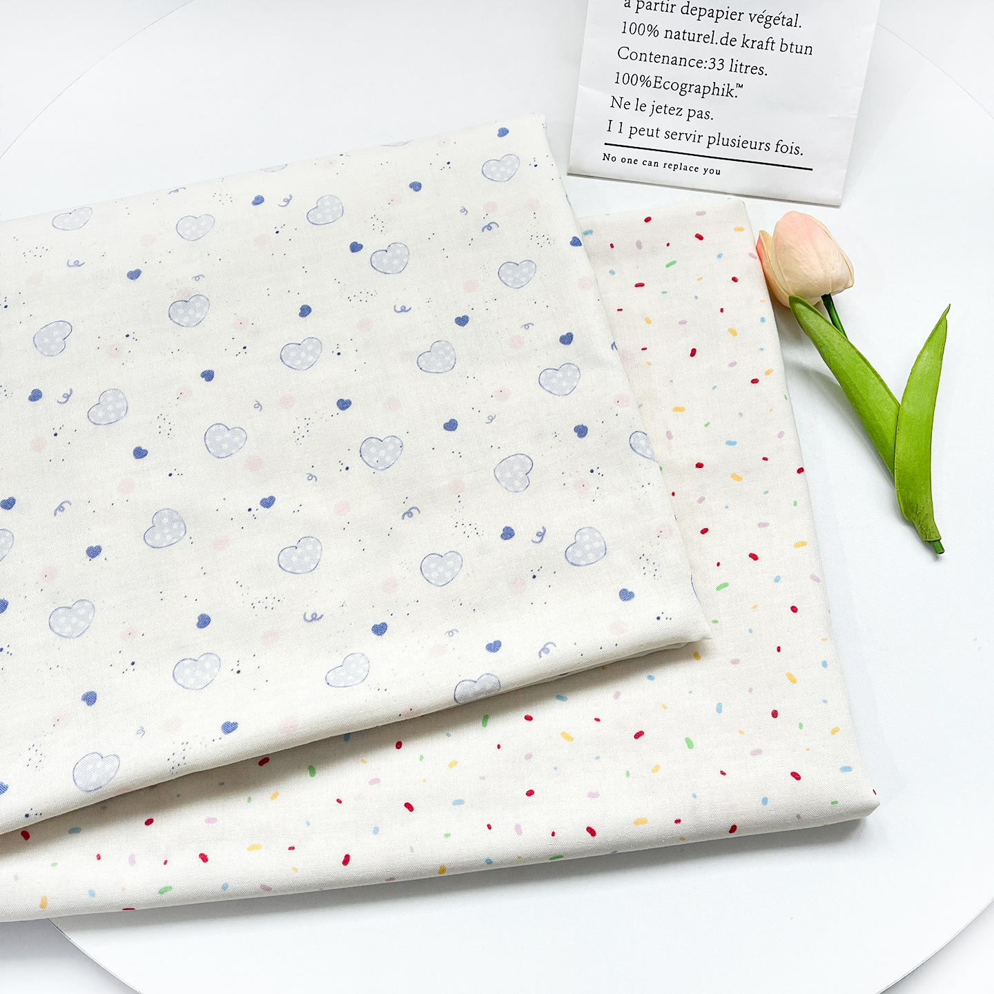 Love Dot Printed Bamboo Fiber Gauze Baby Summer Anti-Mosquito Pants Clothing Home Clothes Saliva Towel Bath Towel Fabric