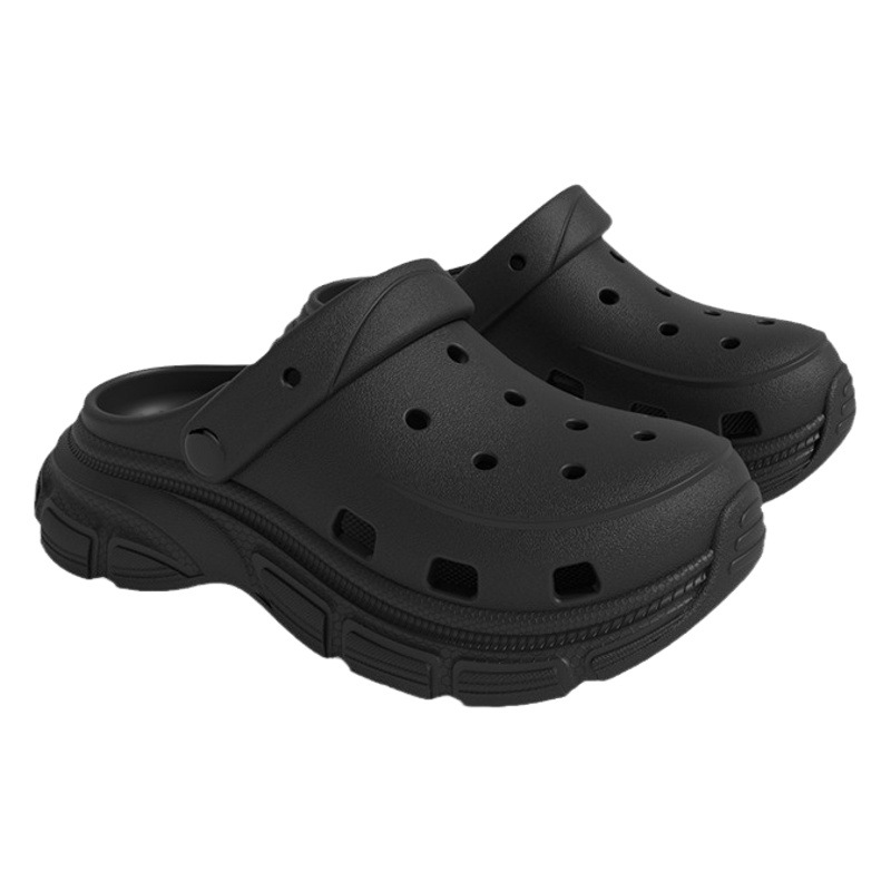 Women's Platform Cave Shoes Summer Outwear Instagram Style Non-slip Breathable Beach Shoes Couple's Home Baotou Sandals for Men