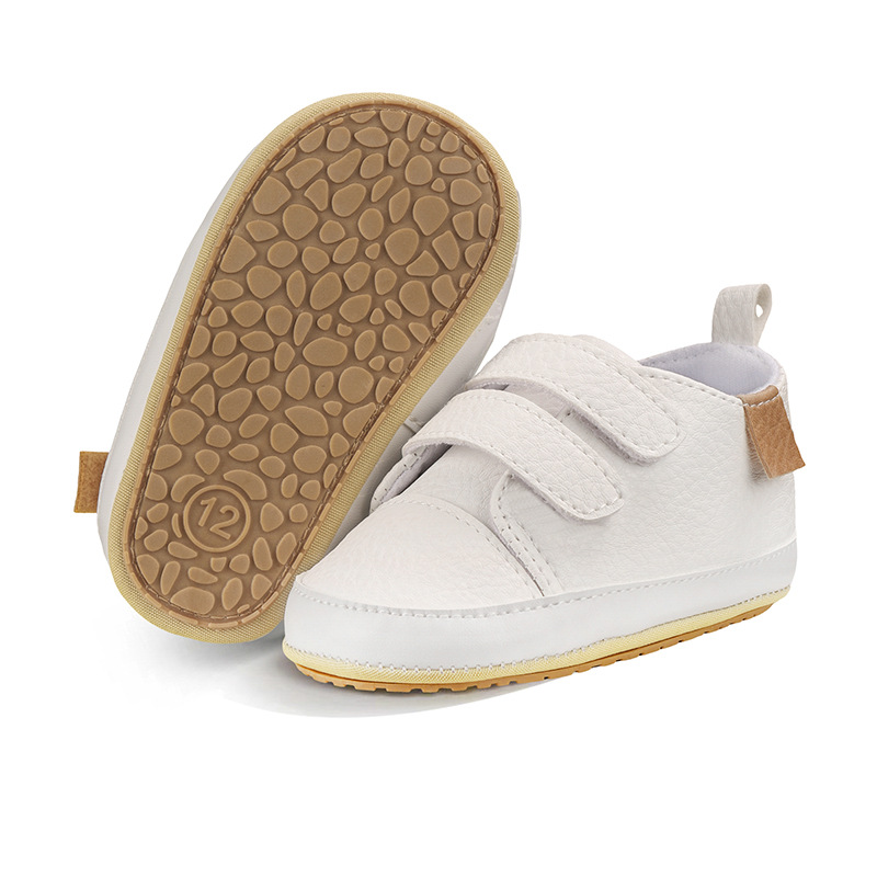 Picture of Spring and Autumn 0-1 Year Old Baby Toddler Shoes PU Velcro Baby Boys and Girls Wave Shoes Indoor and Outdoor Leather Shoes with Soft Sole