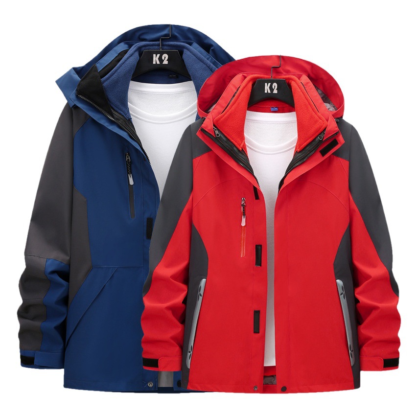 Women's Men's Three-in-One Ski Suit Men's Two-Piece Set Warm Waterproof Breathable Outdoor Work Clothes LOGO Printing