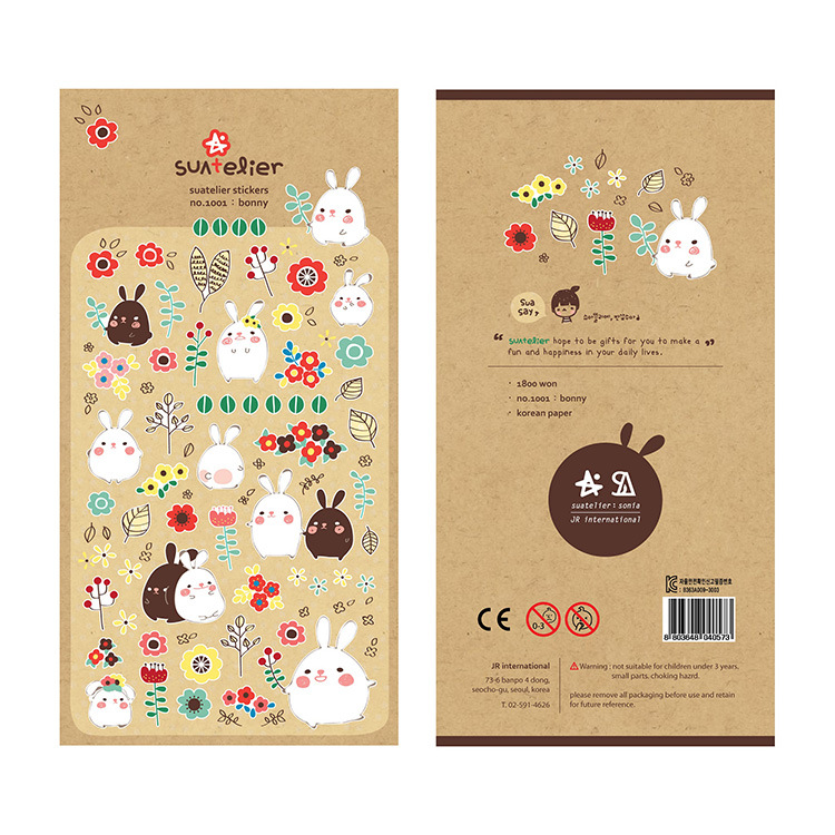 Cross-Border Korean Suatelier1001 Huahua Rabbit Friends Diary Album Decoration Account Sticker