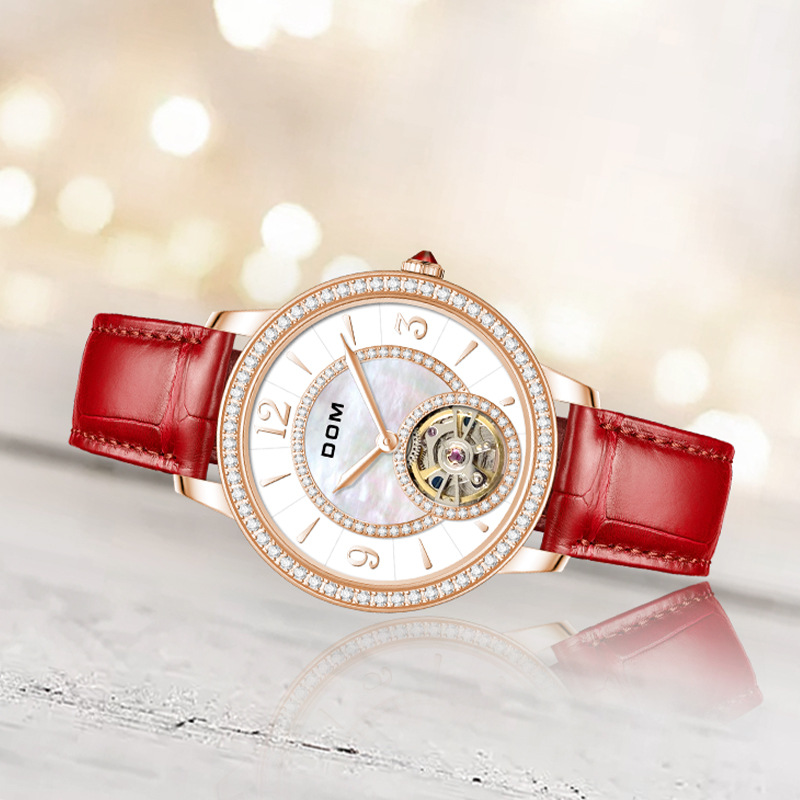 Women's new diamond automatic hollow mechanical women's watch belt waterproof women's mechanical watch support a generation of hair