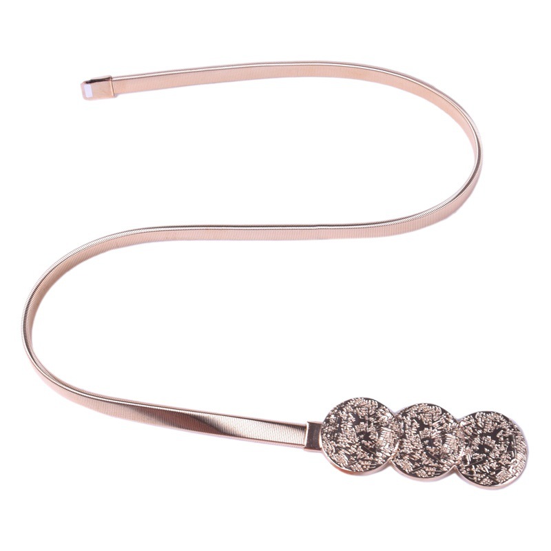 Summer New Women's Belt Fashion Casual Metal Texture Round Decorative Elastic Chain Thin Waist Chain Accessories