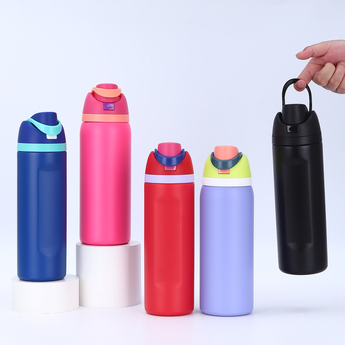 Picture of Cross-Border Fruit Cup 304 Stainless Steel Vacuum Portable Sports Water Cup Outdoor Portable Bouncing Double Drink Lid Thermos Cup