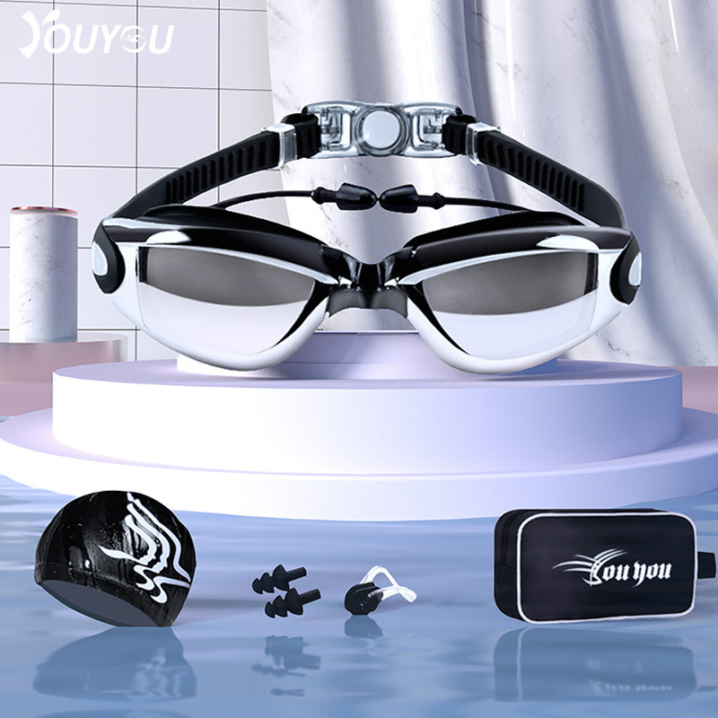 Youyou Hot Selling HD Waterproof Anti-fog Swimming Glasses Men and Women Adult Eye Protection Fashion Swimming Goggles Swimming Cap suit