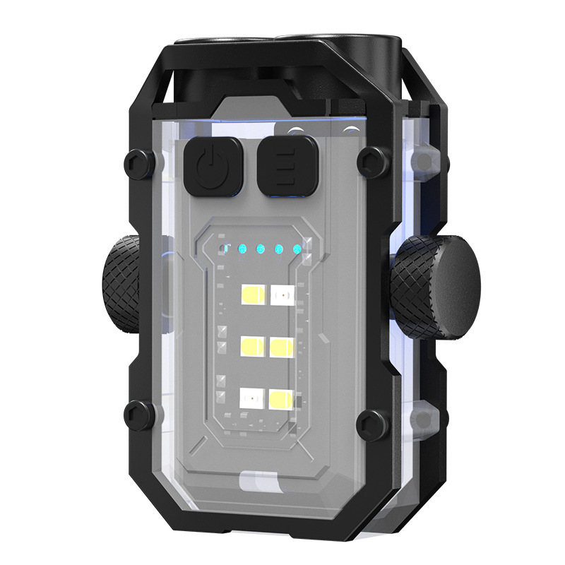 Picture of Cross-border dual LED key chain light multi-function magnetic flashlight cob side light outdoor work light bright warning light
