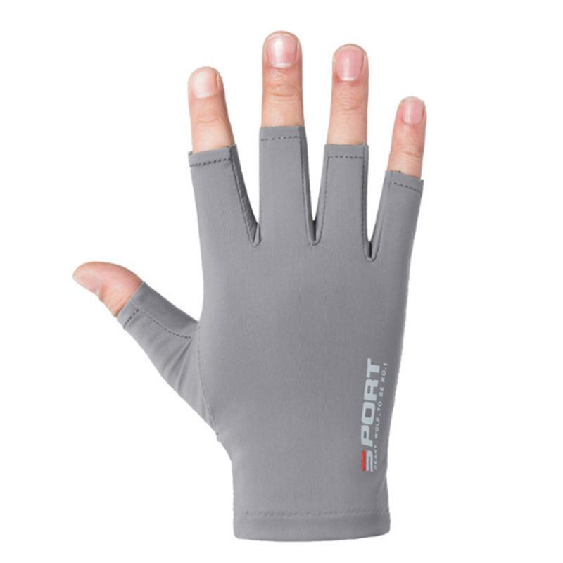 Picture of Spring and summer ice silk half finger riding gloves sunscreen non-slip fitness high elastic comfortable quick-drying driving gym gloves