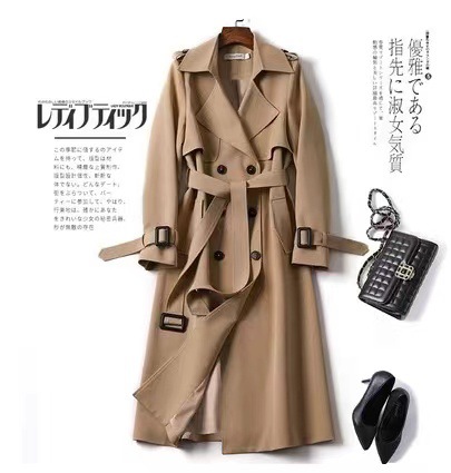 Picture of Windbreaker Women's Mid-Length 2025 Spring & Fall New Korean Style Small Popular British Style Over-The-Knee Outwear Popular Outwear