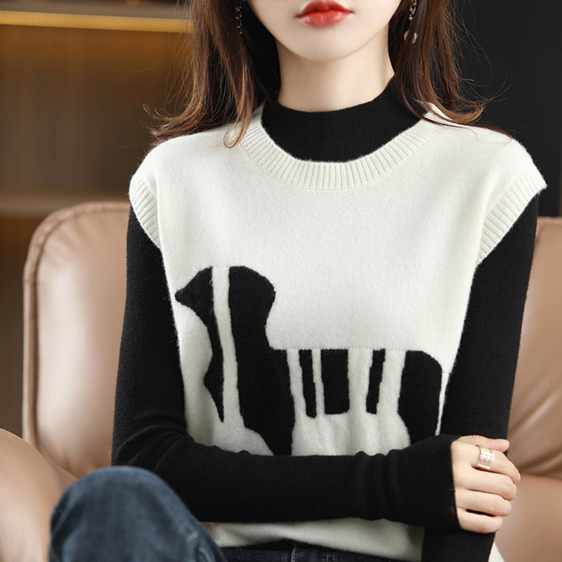 Picture of Stacked Knitted Vest Women's Loose Sleeveless Waistcoat Spring and Autumn 2024 New College Style Sweater Vest Outer Top