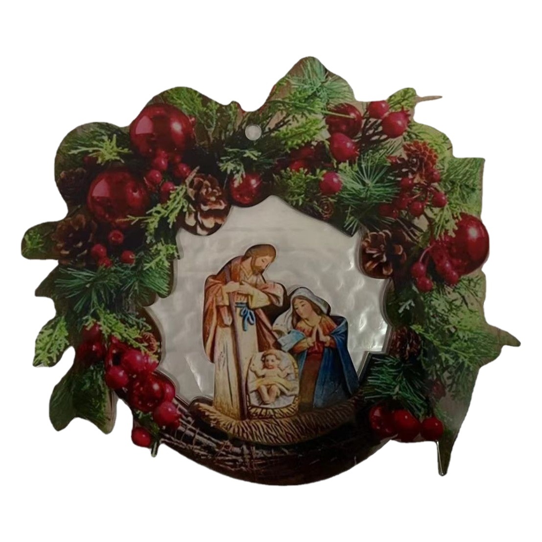 Cross-border wreath Christmas door ornaments lintel ornaments Christmas scenes decorative berries wreath pine cones red beans rich fruit