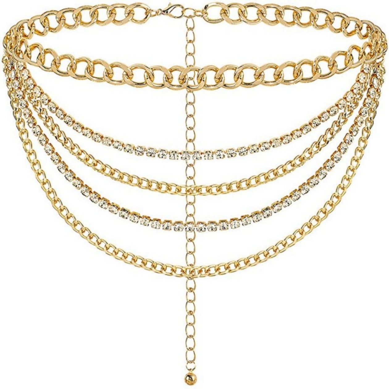 Europe and the United States cross-border jewelry fashion metal rhinestone waist chain female high sense retro body chain accessories production Wholesale