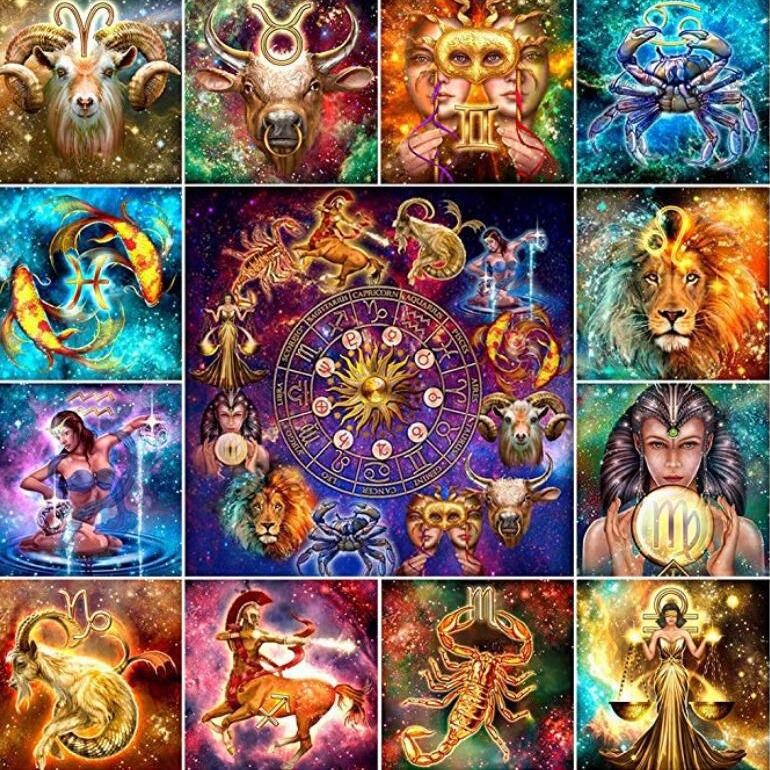 5D diamond painting full diamond twelve constellations point drill DIY diamond embroidery decorative painting ornaments bedroom study