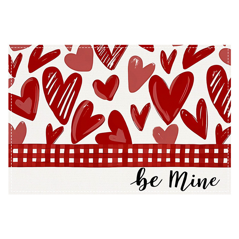 Picture of Valentine's Day Love Rose Printed Placemat Love Love Linen Table Mat Cross-border Home Kitchen Heat Insulation Mat Coaster