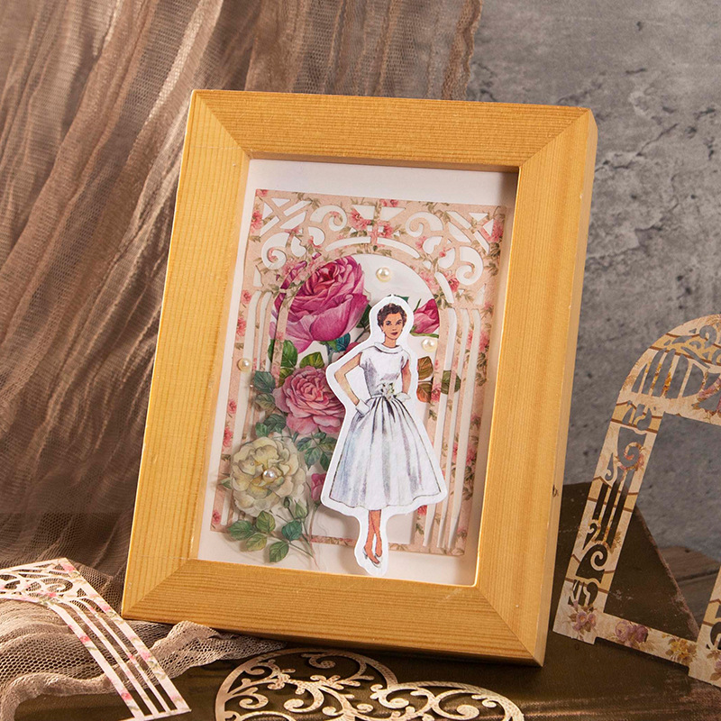 Picture of Good Day Material Paper Time Lovers Series Hollow Lace Frame Material Decorative Base Stickers 6 Types