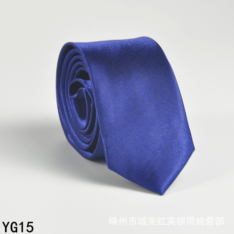 Picture of Solid color tie men's casual 5cm Korean style artificial silk narrow tie for workplace wedding business administrative wholesale