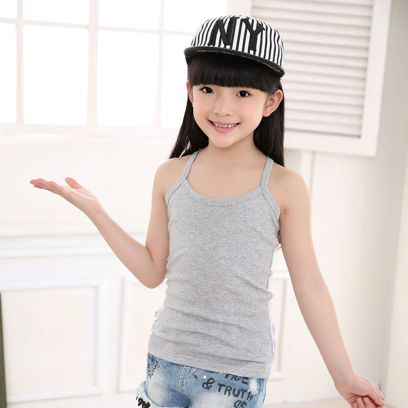 Picture of Children's Cotton Boys' I-shaped Hurdle Girls' Small Camisole Underwear Summer Girls' Undershirt