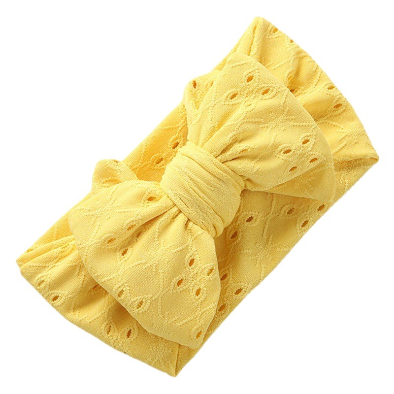 Amazon Hollow High-End Hand-Embroidered Bow Children's Hair Accessories Lace Hole Baby Headband Headband Wholesale