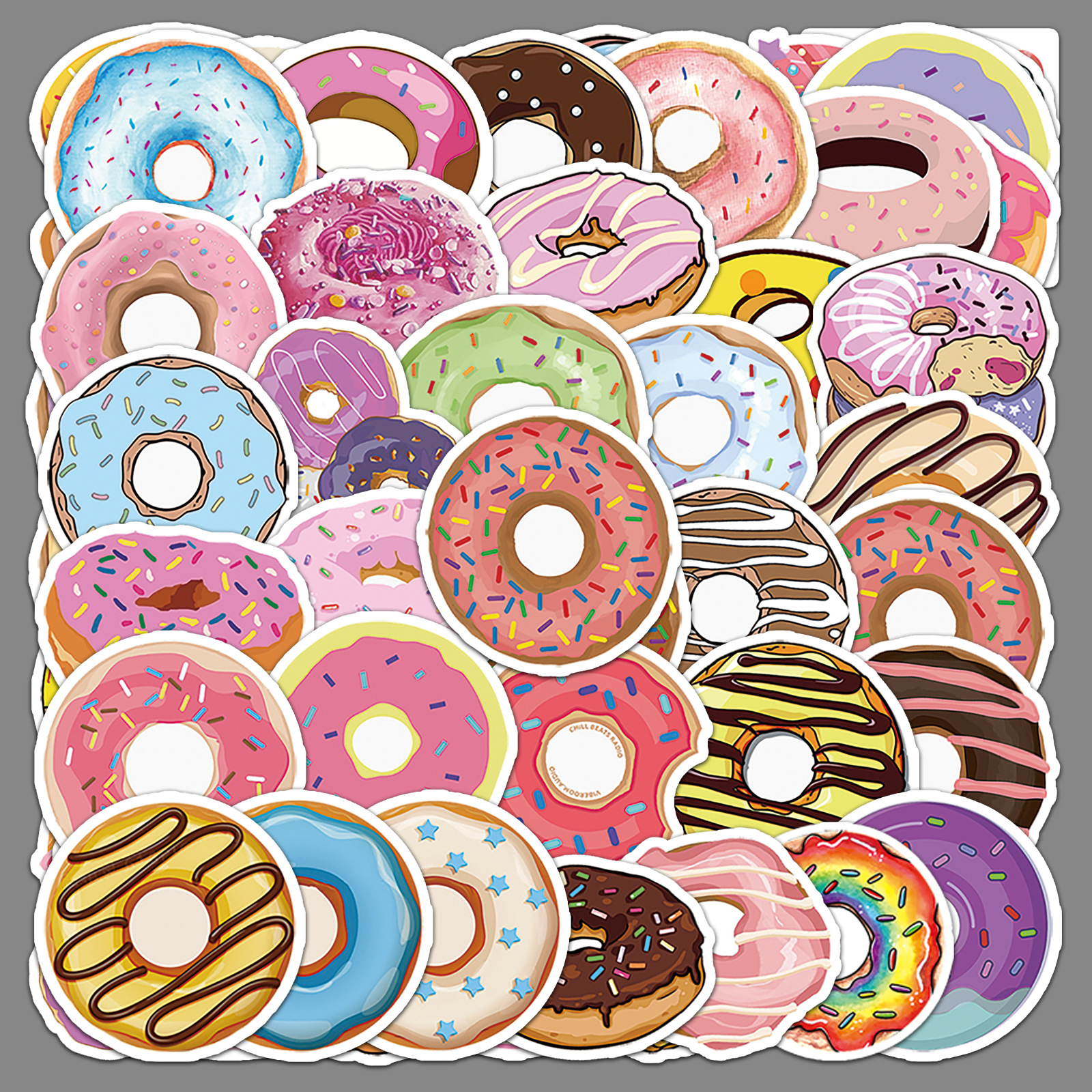 50 pcs Donuts Cartoon Stickers Scooter Luggage Stickers Laptop Car Motorcycle Decoration