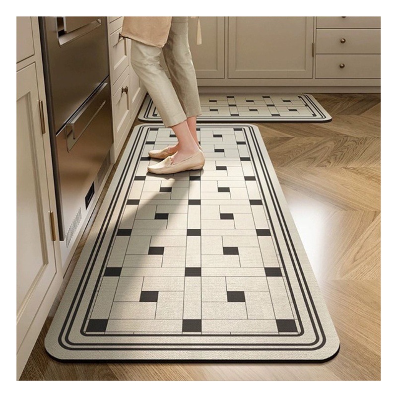 Light luxury non-slip stain-resistant long floor mat absorbent oil-absorbing entrance door mat easy to handle diatom mud kitchen floor mat