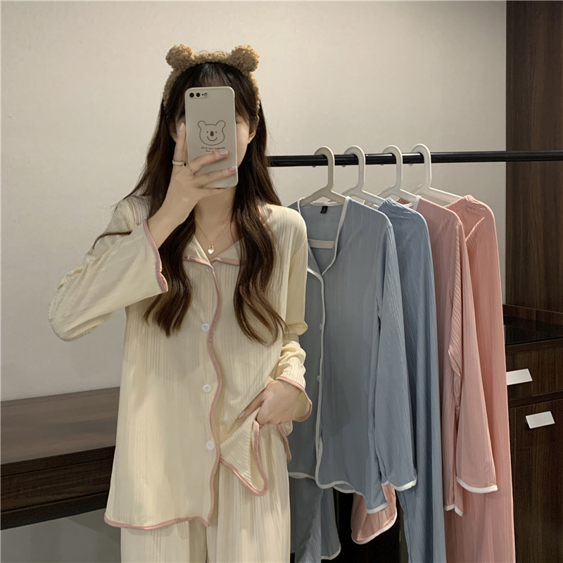 Internet Celebrity Cute Girl's Heart Pajamas Women's Long-sleeved Spring and Summer Korean-style Loose ins Home Clothes Two-piece Outfit
