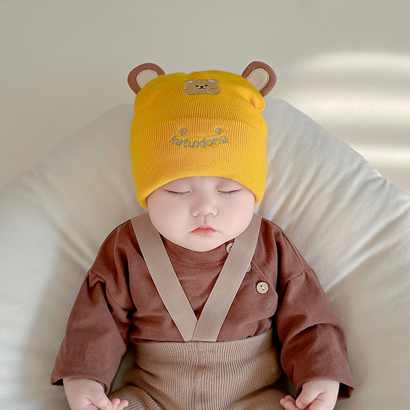 Picture of Katu Bear Infant Hat Spring & Fall 3-6-12 Months Male and Female Baby Pullover Hat Cotton 100-Day Sleeping Hat