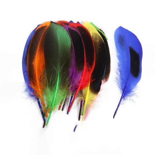 Factory in stock hot color duck feather duck green handmade material feather decoration cat stick special dream catcher