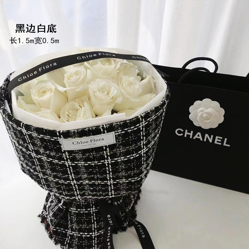 Chanel style bouquet knitted wrapping cloth houndstooth wrapping cloth flower gift bouquet material wrapping paper wholesale