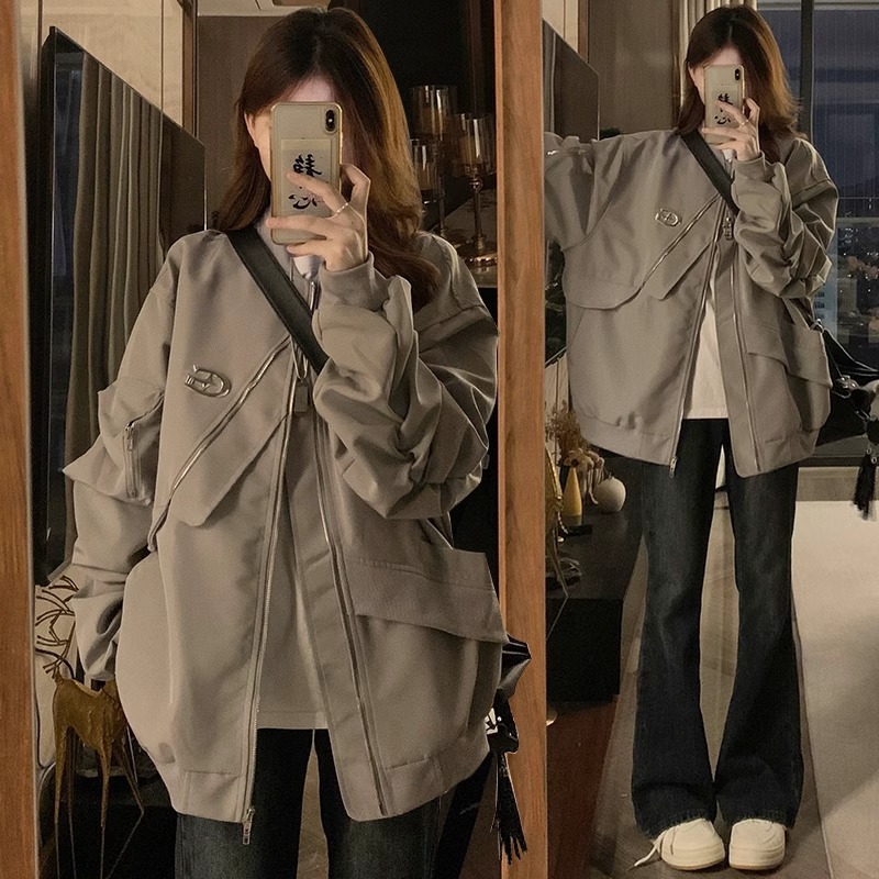 Hong Kong Style Retro Niche Design Sense Coat Women's Spring New Flying Suit Jacket Baseball Suit Couple's Top