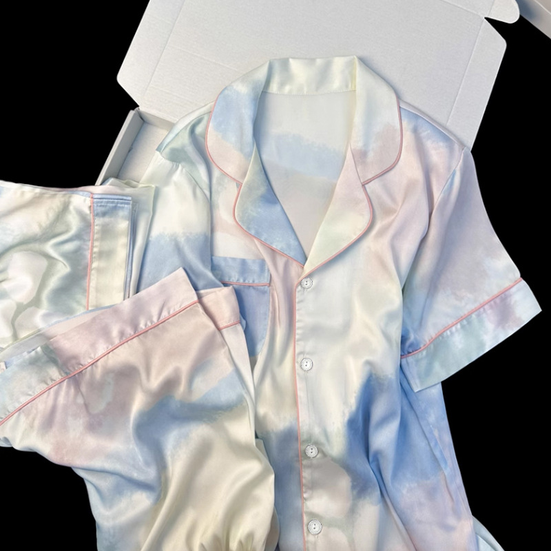 Cross-border new vignetting can wear short-sleeved pajamas women's summer leisure and comfortable home clothes three-piece set real shot wholesale