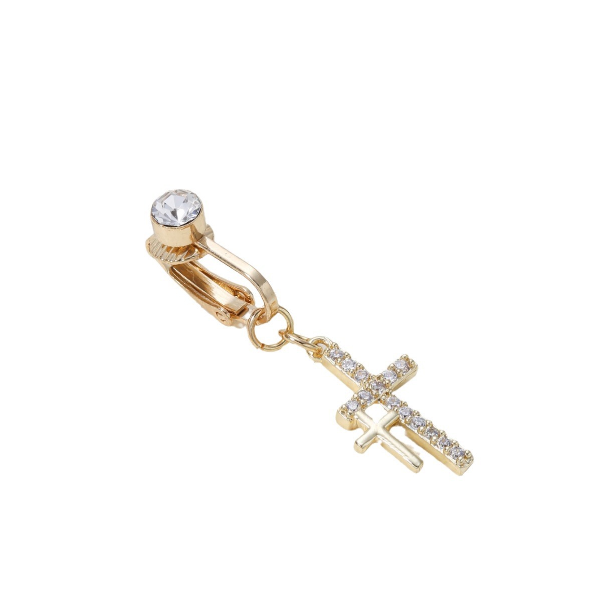 Picture of Cross-border Hot Sale European and American Personality Retro Cross Navel Clip Punch-free Inlay Zircon Design Navel Buckle Umbilical Ring