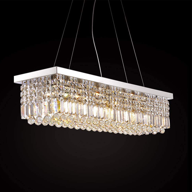 Picture of Cross-Border Crystal Restaurant Chandelier Chandelier Chandelier Rectangular Bar Table Home Zhongshan Lighting Factory Original Light Luxury