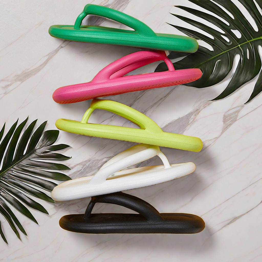 2024 new solid color thick-soled flip-flops women's summer outer wear integrated slippers flip-flops eva cross-border