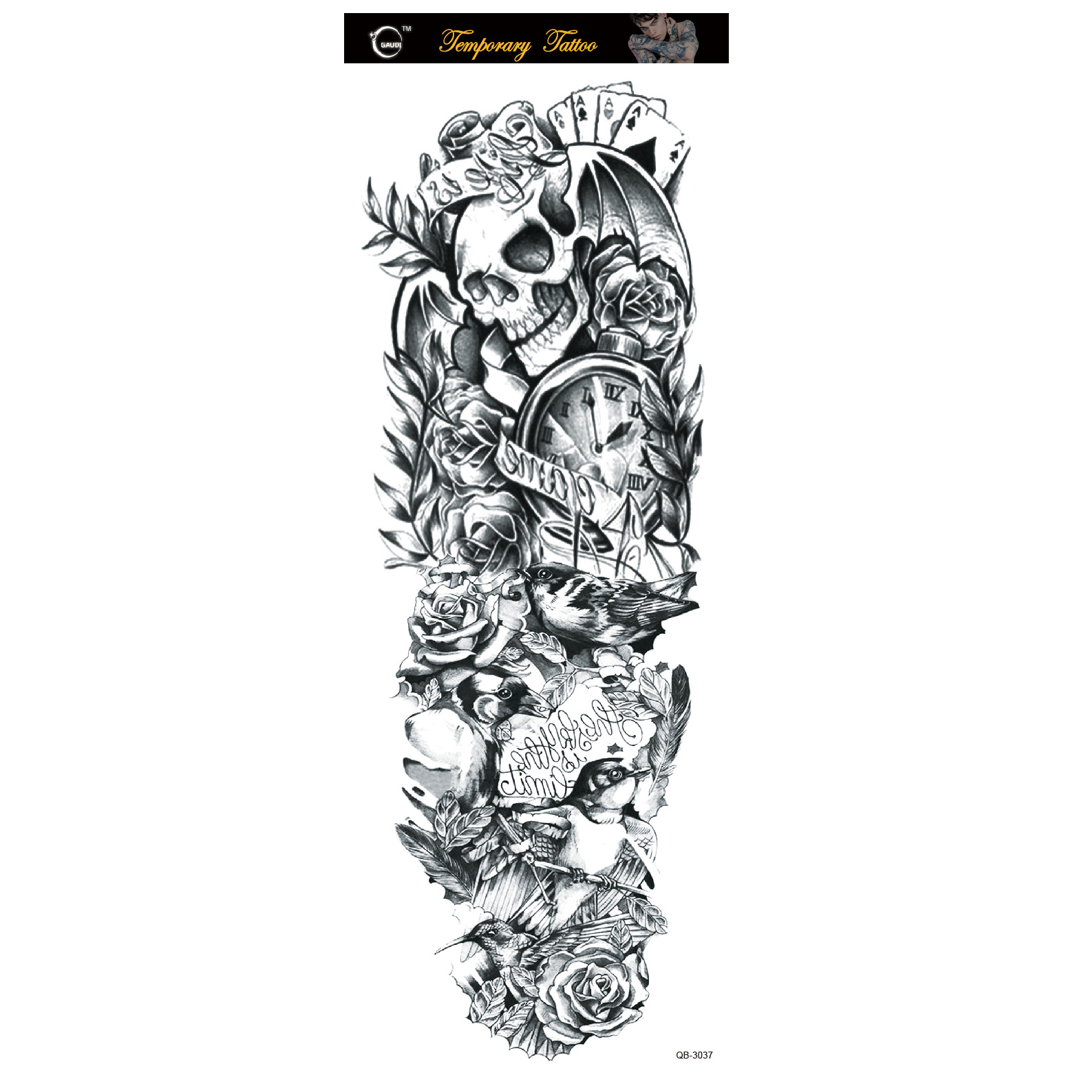 Picture of Large Flower Arm Tattoo Sticker Full Arm Waterproof Tattoo Temporary 400 Optional Full Arm Tattoo Sticker