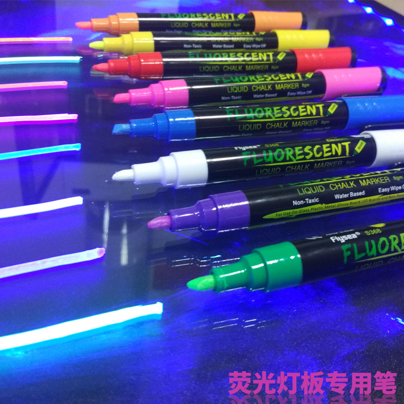 Electronic Highlighter Set 6mm Glass Blackboard Special Pen Led Light Board Pen Can Be Customized with Logo Cross-Border Hot Sale