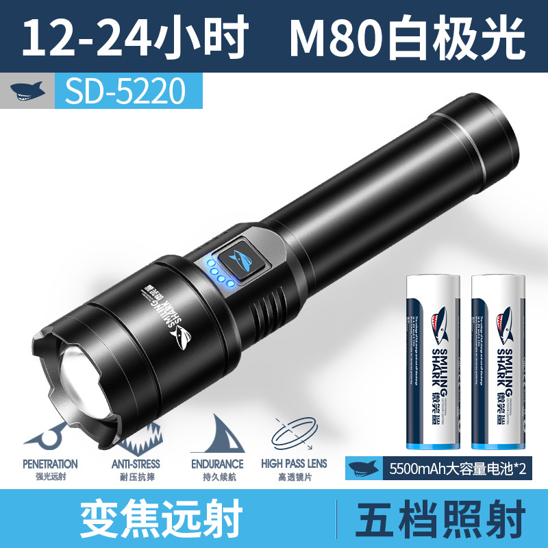 Picture of Outdoor Strong Light Aluminum Alloy Flashlight Telescopic Focus Large Capacity Electric Display Multi-Level Adjustment Flashlight