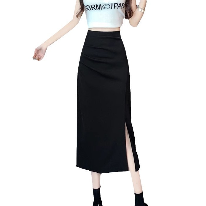 Picture of Irregular Split Pleated Skirt Skirt Spring and Autumn Women's Bag Hip Long Skirt 2024 New High Waist Mid-length A- line Skirt