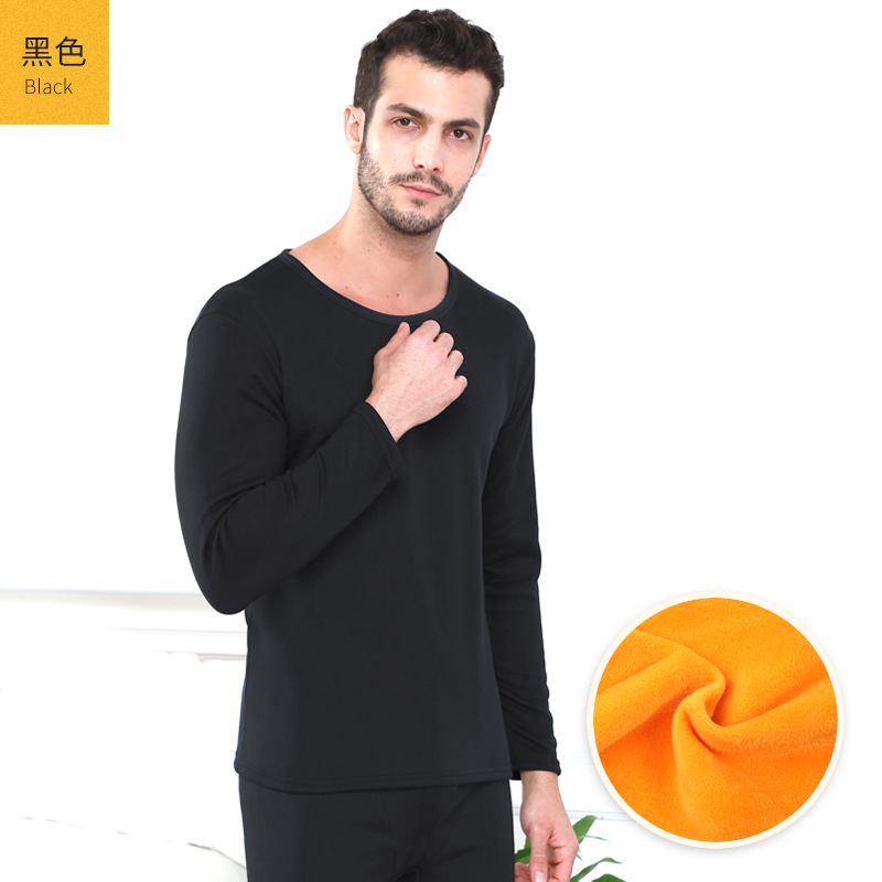 Picture of Gold Velvet Thermal Intimates for Men, Large Size Fleece-Lined and Thickeneding, Couple's Autumn Clothes and Long Pants, Cold-Proof Thermal Intimates Set for Women