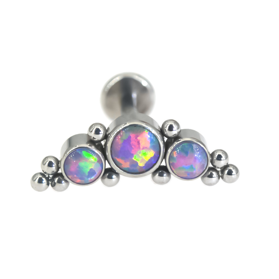 Picture of Stainless steel inlaid Australian jewel crown cartilage piercing ear nail inner tooth 0.9 lip nail ear bone nail piercing jewelry