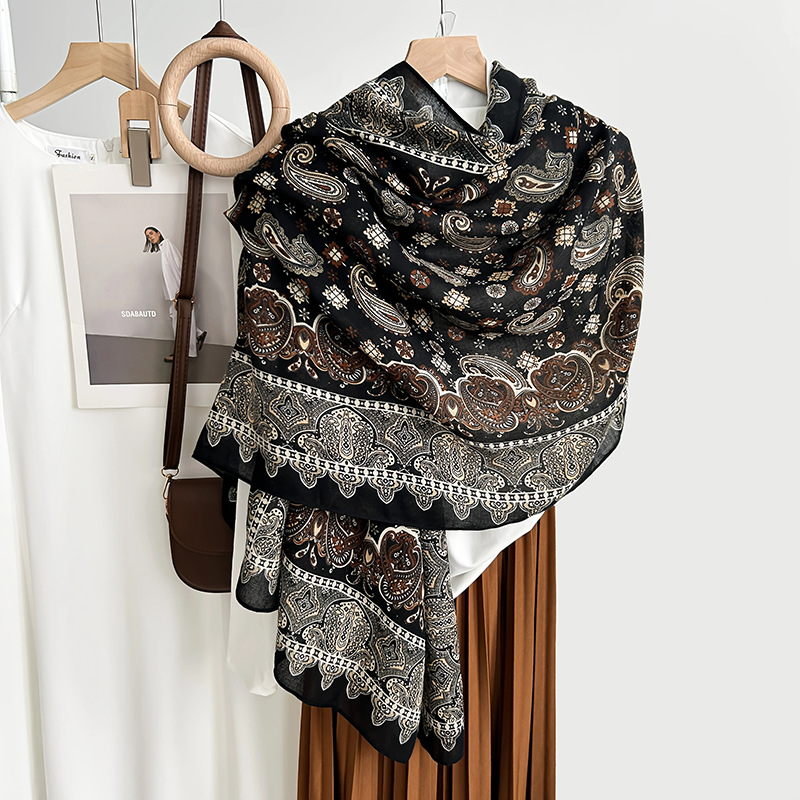Picture of Small Large Scarf Autumn and Winter Women's Cotton and Linen Scarf Summer Lunch Break Air-conditioning Room Shawl Dual-use Travel Scarf Fashion