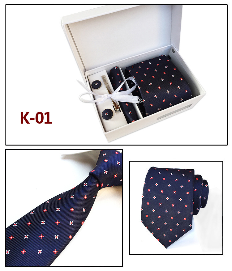 Picture of Manufacturers wholesale men's tie in stock gift box 6 pieces suit group tie business formal tie