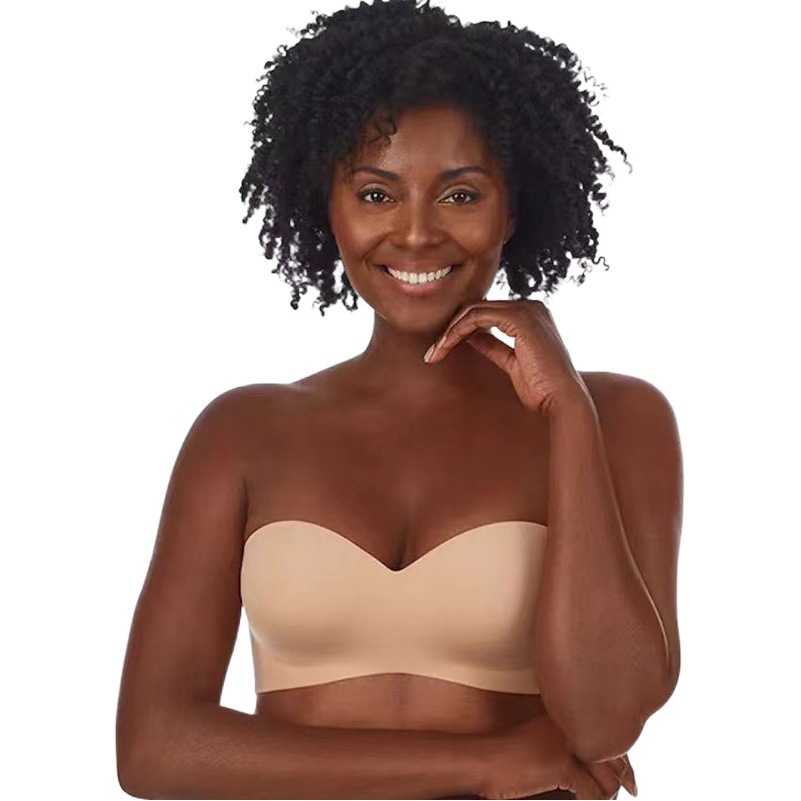 Amazon European and American Sexy Invisible Large Size Women's Underwear Push-Up Anti-Exposure Tube Top Push-Up Strapless Beautiful Back Bra