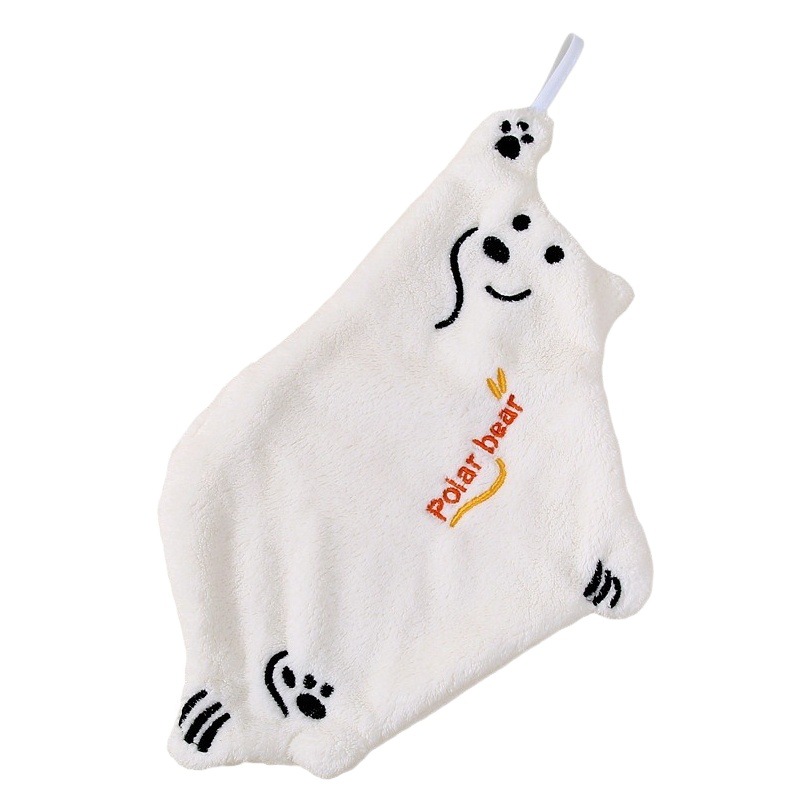 Cartoon home kitchen rag bear handkerchief hand towel cute coral fleece hanging quick-drying absorbent children's square towel
