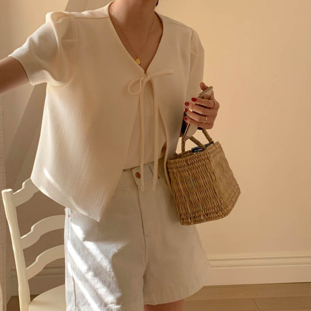 South Korea Ins Gentle Elegant Chanel Style Short Sleeve Coat Women's Summer 2025 New
