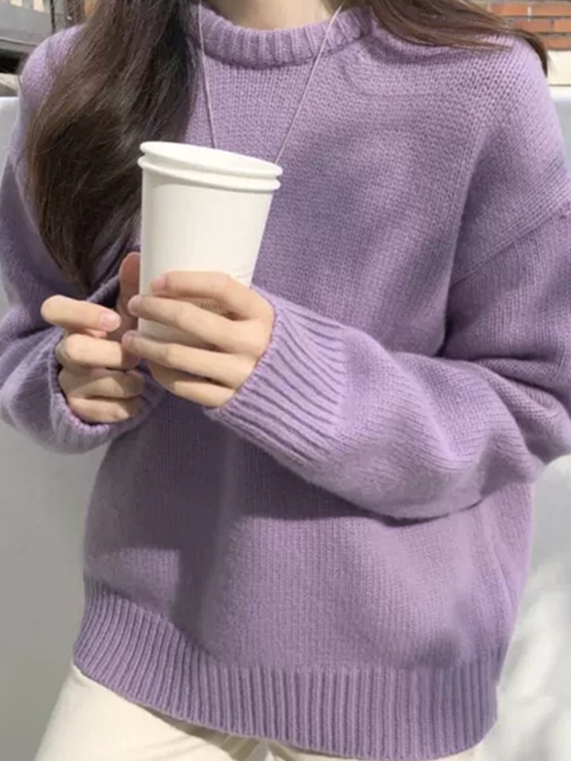 Picture of Women's sweater autumn and winter 2024 New sweet lazy style loose outer wear thickened bottoming shirt soft glutinous knitted top