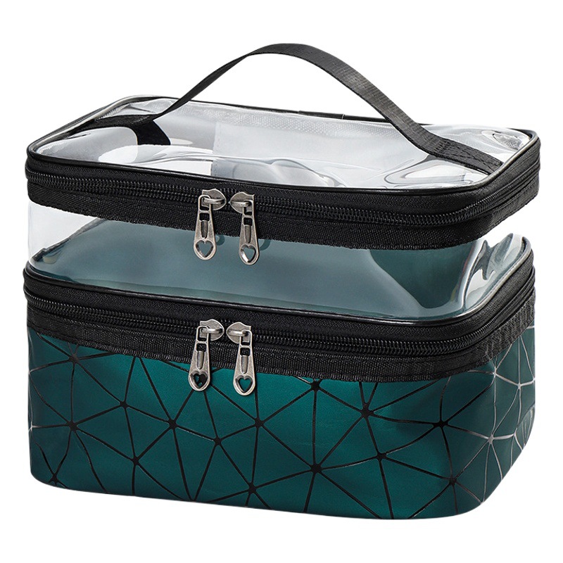 Double-Layer Cosmetic Bag Portable Large Capacity Multi-Layer Portable Travel Skin Care Product Toiletry Bag Storage Bag Portable