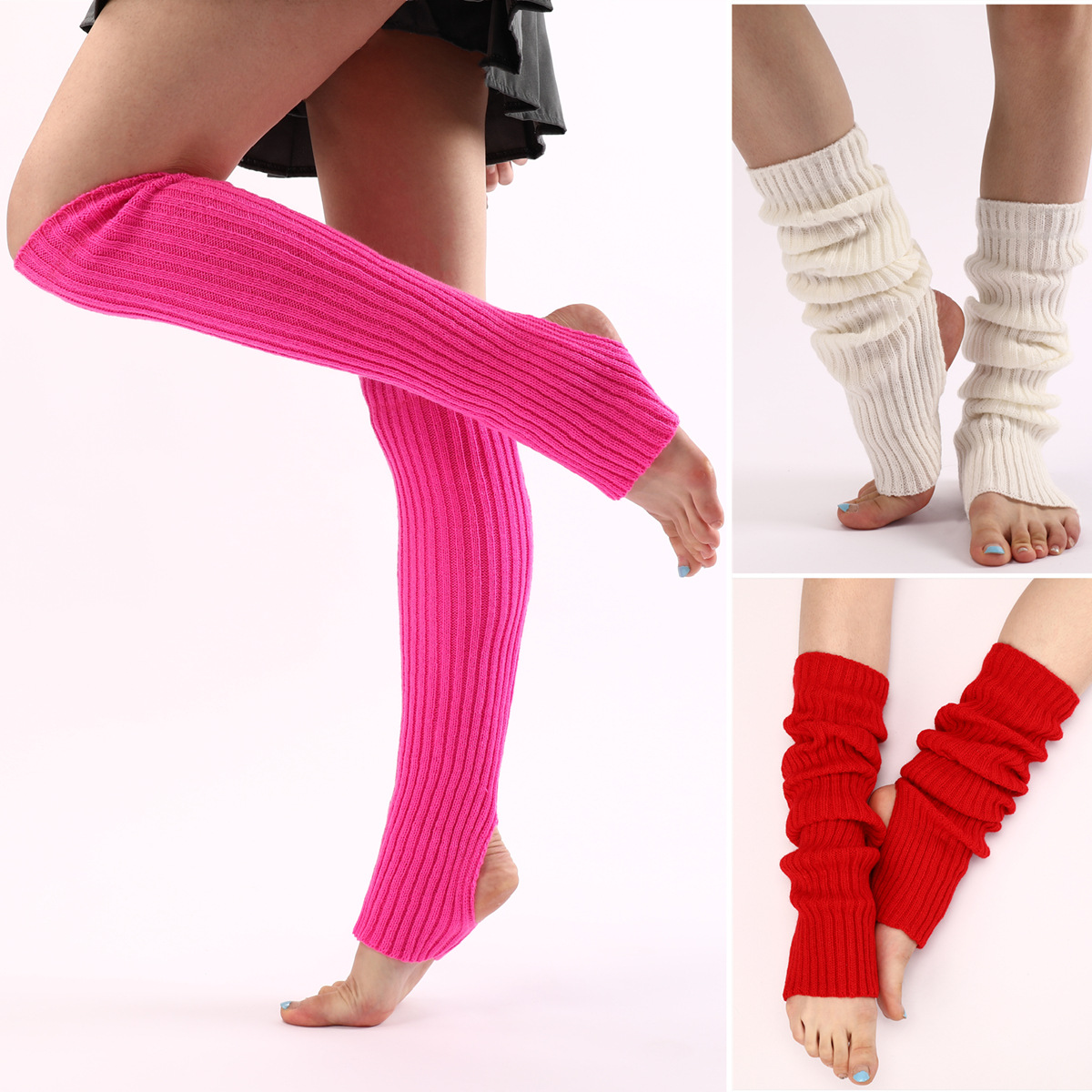 50cm Yoga Dance Foot Covers, Sports Protection for Adults and Children, Knitted Warm Leg Guards, Ballet Foot Stepping Pile Socks