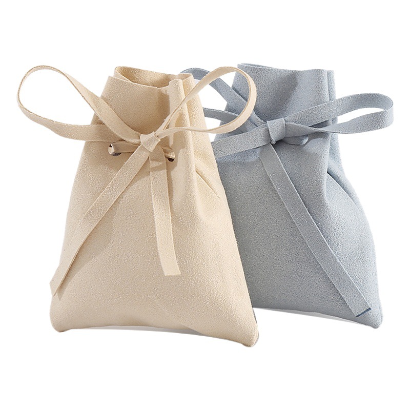 In stock microfiber drawstring bag jewelry ring necklace dustproof storage bag drawstring double-sided microfiber jewelry bag