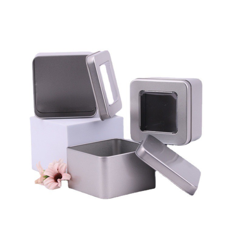 Picture of Square Iron Box Creative Cookie Nougat Window Transparent Square Custom Iron Box Packaging
