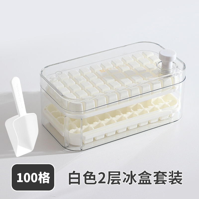 Picture of Press Ice Tray Ice Cube Mold Food Grade Household Ice Machine Silicone Double-Layer Ice Box Easy to Release Curling Ice Storage
